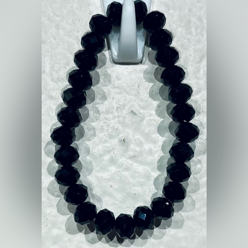 Vintage Black Beaded Stretch Bracelet
